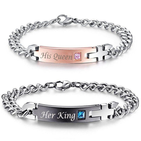 His Queen And Her King Titanium Couple Bracelets
