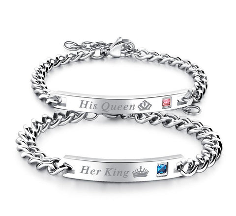 |His Queen| and |Her King| Titanium Couple Bracelets || FREE SHIPPING TODAY ONLY - Last Chance Order